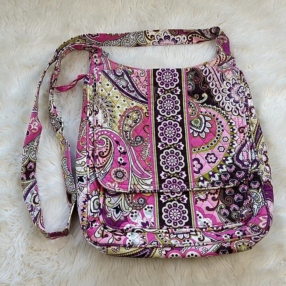 Vera Bradley Purse Shoulder Bag Pink Floral Paisley Magnetic Flap Quilted